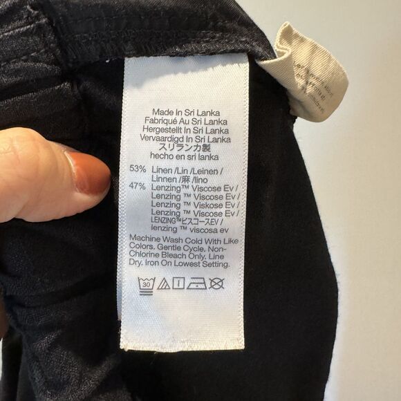 Madewell Wide-Leg Pants Linen Blend Chinos High Rise Pull On Black Women Small - Picture 4 of 7